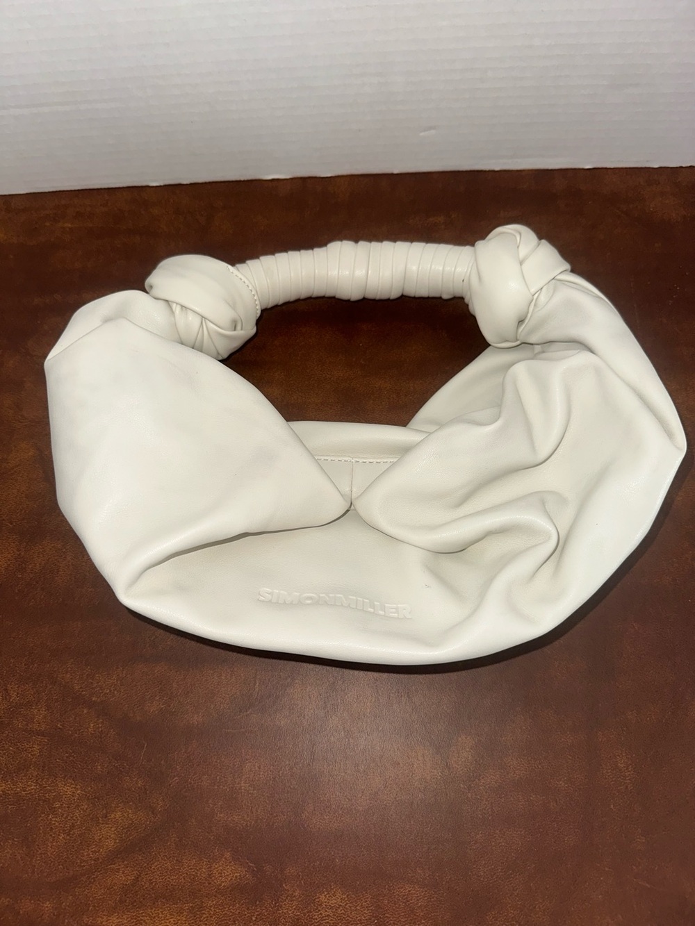 Simon Miller Women's White Lopsy Bag Ruched Faux Leather Top-Handle Bag